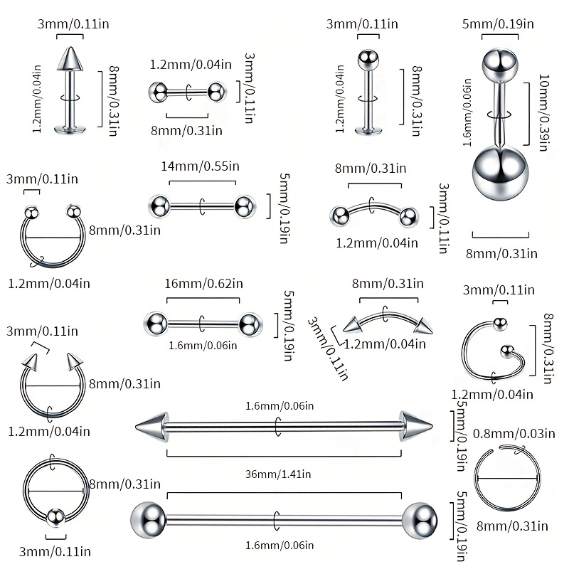 10pcs/set Mixed-size Piercing  - Jewelry Making Kit Professional recension och pris